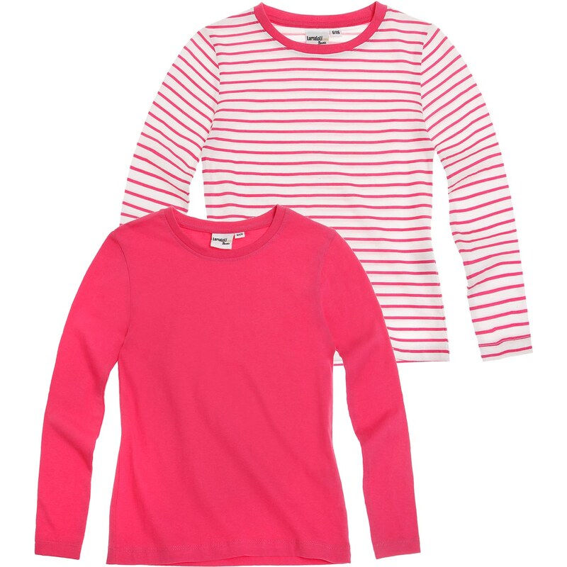 LamaLoLi 2 er Pack Langarmshirt pink in Größe 116 für Mädchen aus 100% Baumwolle