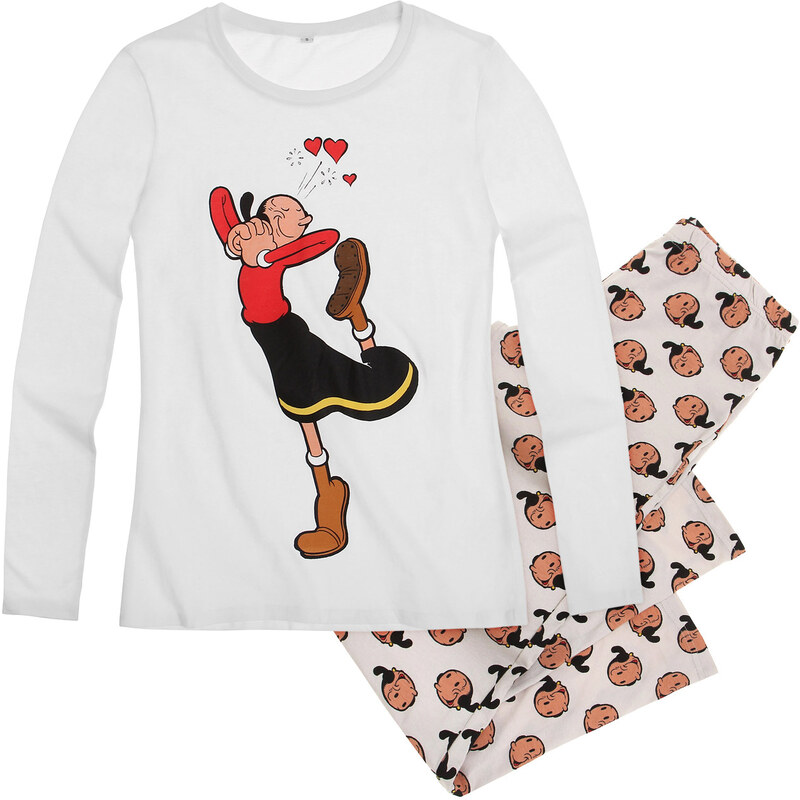 Popeye Pyjama grau in Größe S für Damen aus 100% Baumwolle