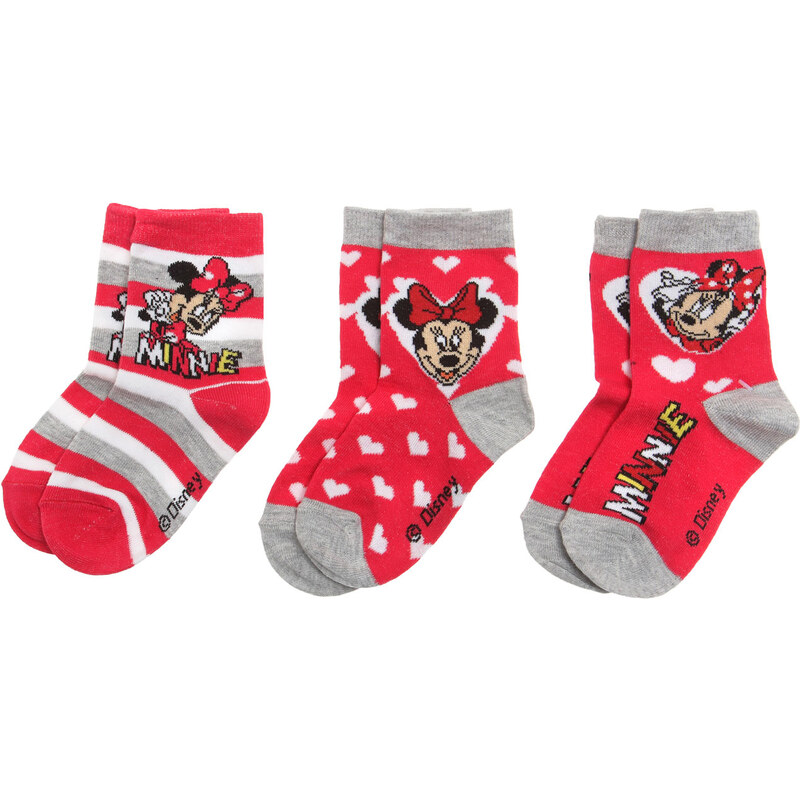 Disney Minnie 3 er Pack Socken rot in Größe 23-26 für Mädchen aus 70 % Baumwolle 27 % Polyester 3 % Elasthan