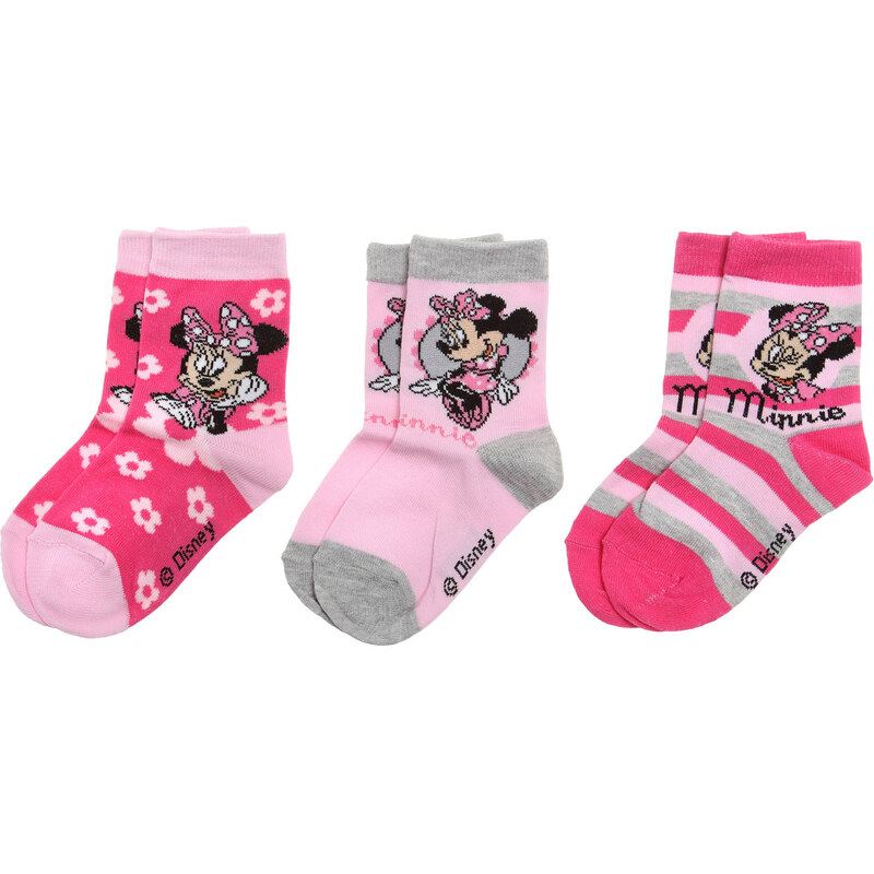 Disney Minnie 3 er Pack Socken pink in Größe 23-26 für Mädchen aus 70 % Baumwolle 27 % Polyester 3 % Elasthan