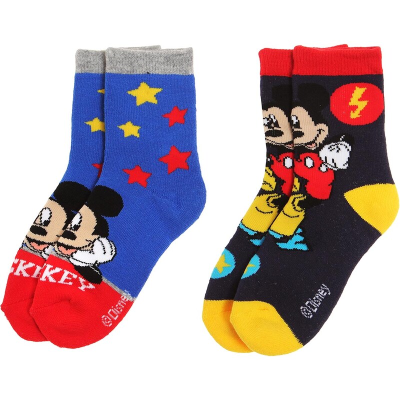 Disney Mickey 2 er Pack Socken blau in Größe 23-26 für Jungen aus 75% Baumwolle 20% Polyester 5% Elasthan