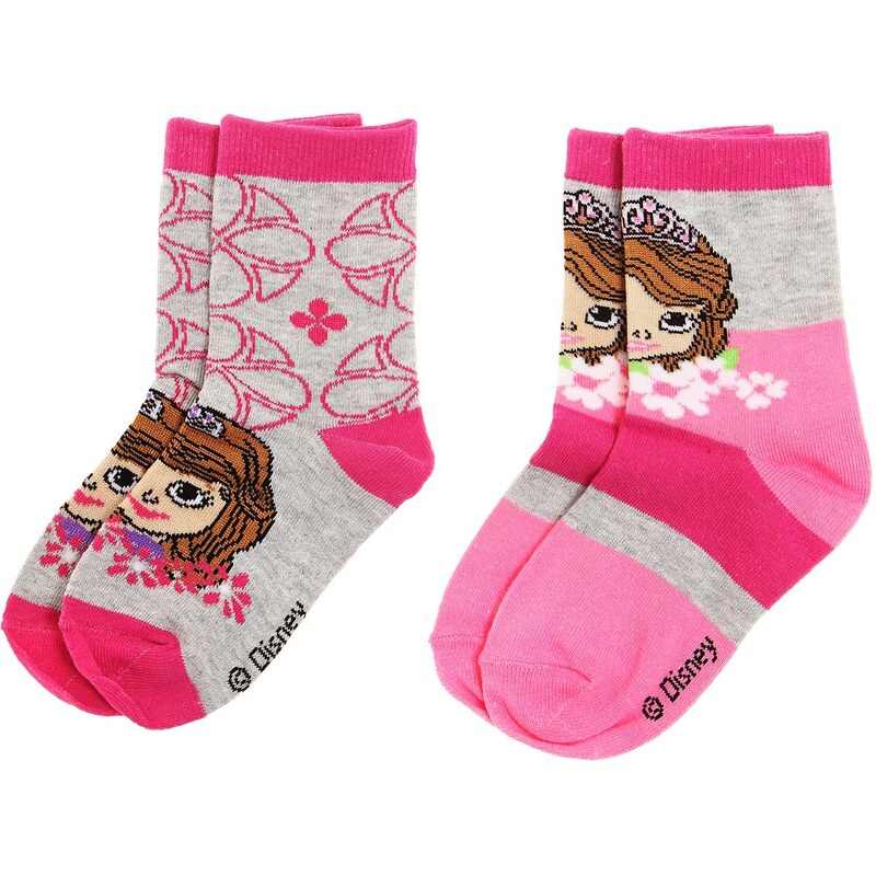 Disney Sofia die Erste 2 er Pack Socken pink in Größe 23-26 für Mädchen aus 70 % Baumwolle 27 % Polyester 3 % Elasthan