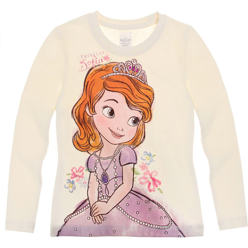 Disney Sofia die Erste Langarmshirt weiß in Größe 92 für Mädchen aus 100% Baumwolle