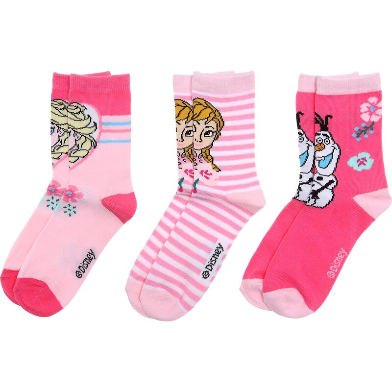 Disney Die Eiskönigin 3 er Pack Socken pink in Größe 23-26 für Mädchen aus 70 % Baumwolle 27 % Polyester 3 % Elasthan