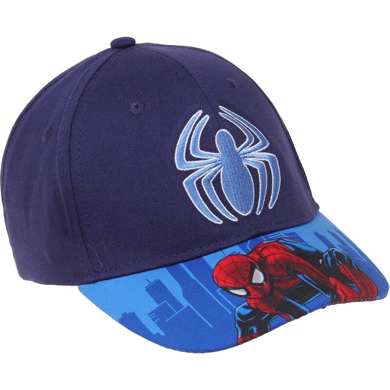 Spiderman Cap blau in Größe 52 für Jungen aus 100% Baumwolle
