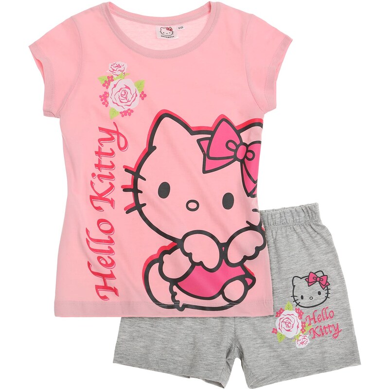 Hello Kitty Shorty-Pyjama rosa in Größe 98 für Mädchen aus 100% Baumwolle Graumelange: 95% Baumwolle 5% Viskose