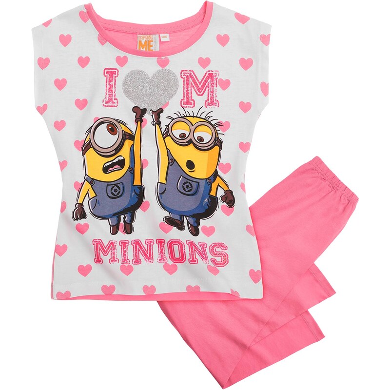 Minions Shorty-Pyjama pink in Größe 116 für Mädchen aus 100% Baumwolle