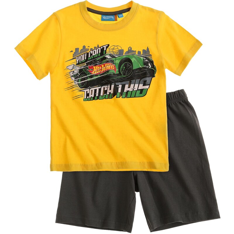 Hot Wheels Shorty-Pyjama gelb in Größe 104 für Jungen aus 100% Baumwolle