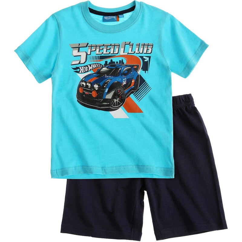 Hot Wheels Shorty-Pyjama blau in Größe 104 für Jungen aus 100% Baumwolle