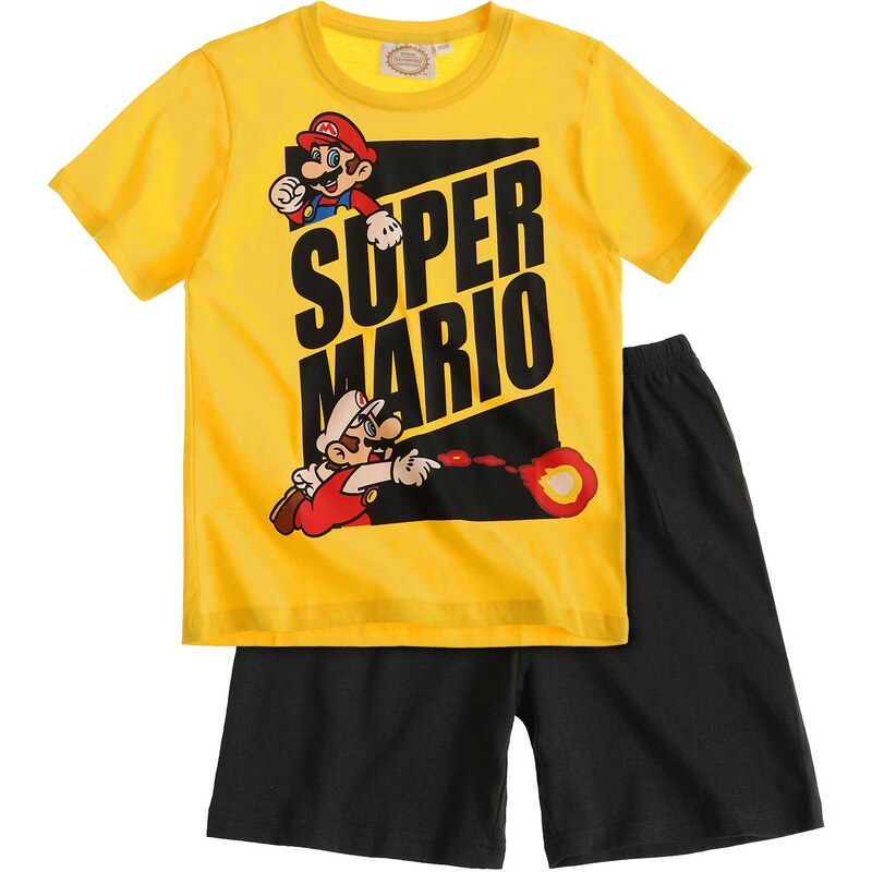 Super Mario Shorty-Pyjama gelb in Größe 104 für Jungen aus 100% Baumwolle