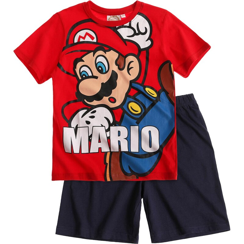Super Mario Shorty-Pyjama rot in Größe 104 für Jungen aus 100% Baumwolle