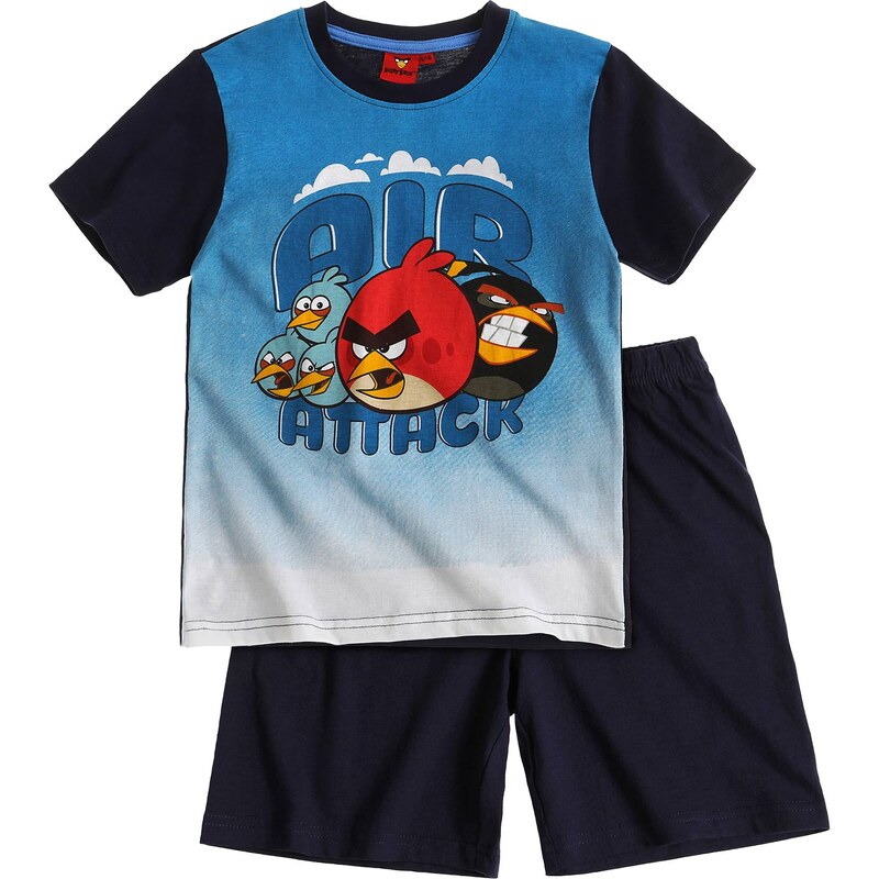Angry Birds Shorty-Pyjama marine blau in Größe 116 für Jungen aus 100% Baumwolle