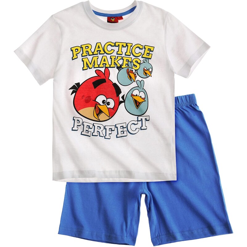 Angry Birds Shorty-Pyjama weiß in Größe 116 für Jungen aus 100% Baumwolle