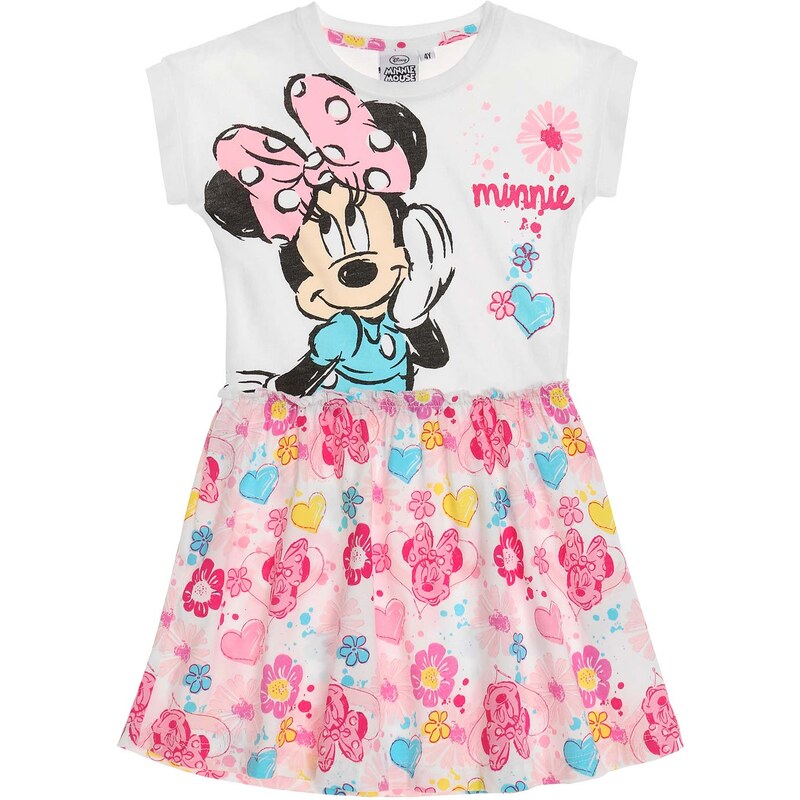 Disney Minnie Kleid weiß in Größe 104 für Mädchen aus 100% Baumwolle