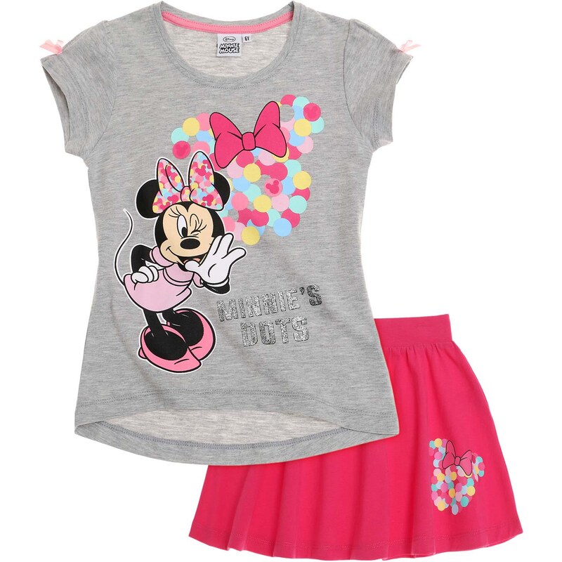 Disney Minnie T-Shirt und Rock pink in Größe 104 für Mädchen aus 100% Baumwolle Graumelange: 60% Baumwolle 40% Polyester Oberteil: 100% Baumwolle Rock: 95% Baumwolle 5% Elastan