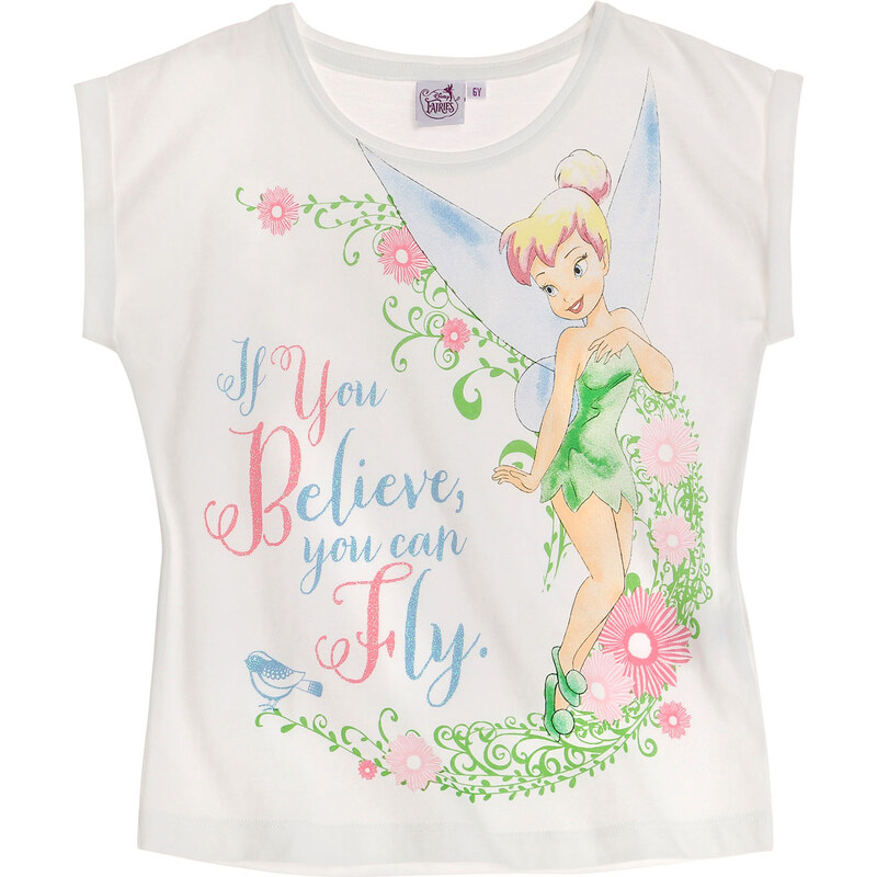 Disney Tinker Bell T-Shirt weiß in Größe 98 für Mädchen aus 100% Baumwolle