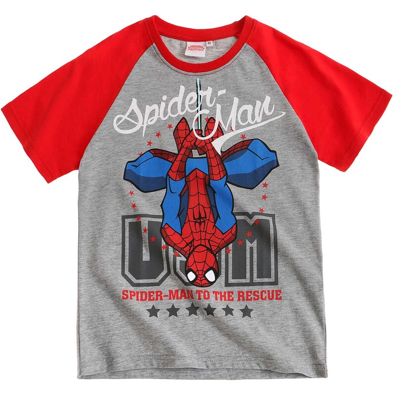 Spiderman T-Shirt grau in Größe 104 für Jungen aus 60 % Baumwolle 40 % Polyester