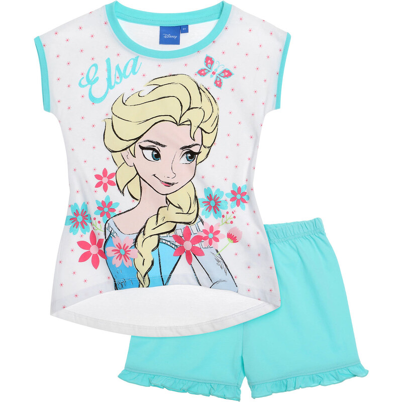 Disney Die Eiskönigin Shorty-Pyjama weiß in Größe 104 für Mädchen aus 100% Baumwolle