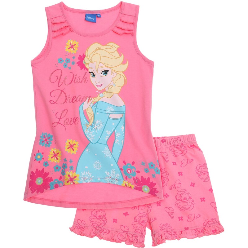 Disney Die Eiskönigin Shorty-Pyjama rosa in Größe 104 für Mädchen aus 100% Baumwolle