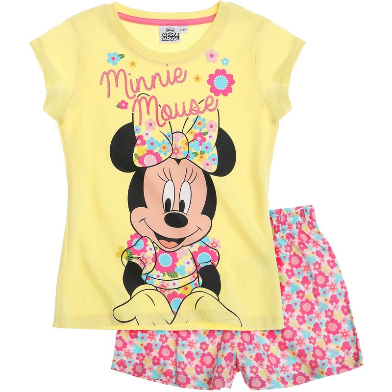 Disney Minnie Shorty-Pyjama gelb in Größe 104 für Mädchen aus 100% Baumwolle