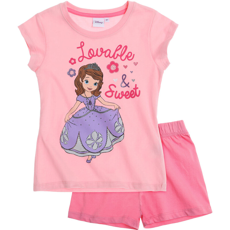 Disney Sofia die Erste Shorty-Pyjama pink in Größe 92 für Mädchen aus 100% Baumwolle