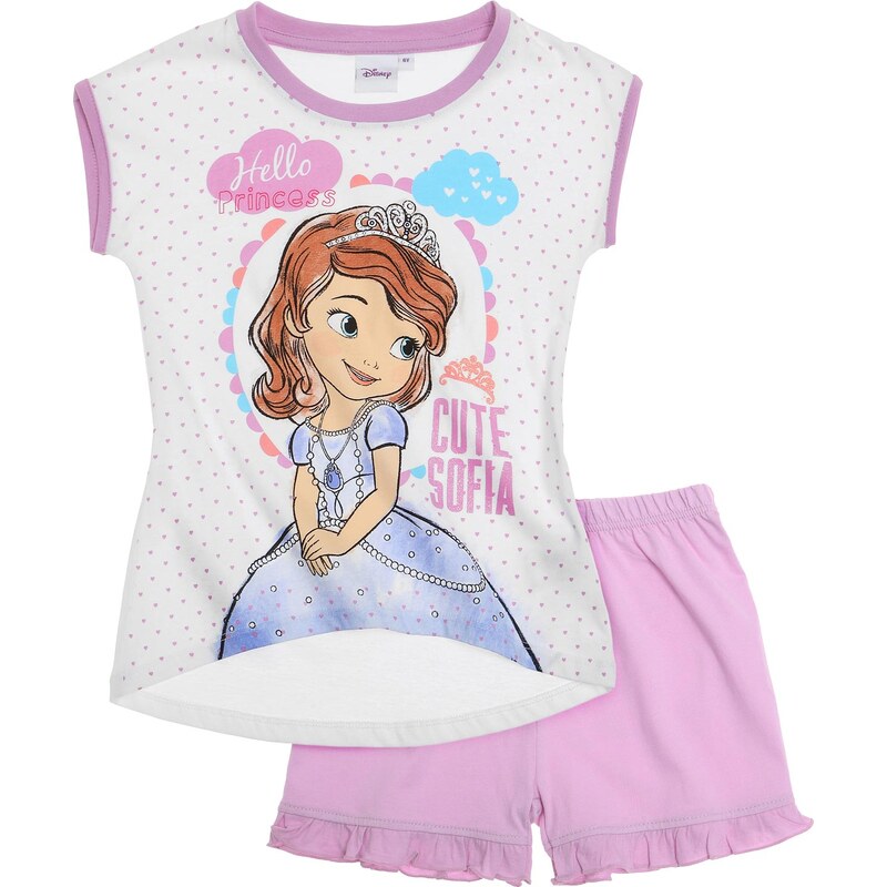 Disney Sofia die Erste Shorty-Pyjama weiß in Größe 92 für Mädchen aus 100% Baumwolle