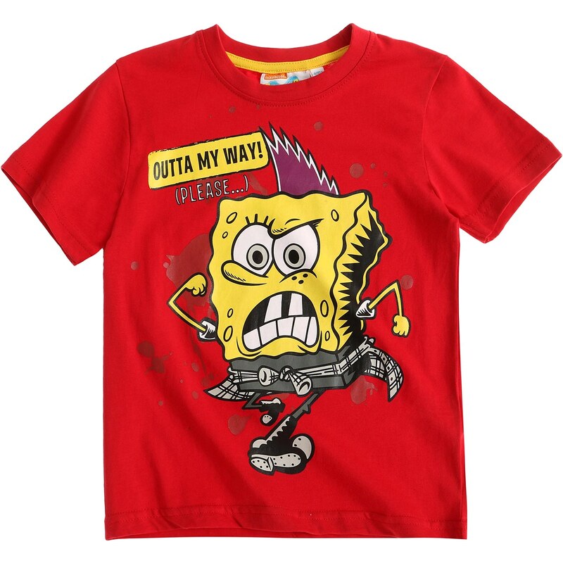 Sponge Bob T-Shirt rot in Größe 104 für Jungen aus 100% Baumwolle