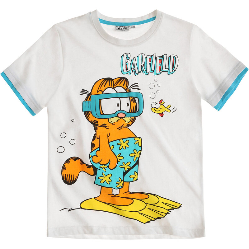 Garfield T-Shirt weiß in Größe 104 für Jungen aus 100% Baumwolle