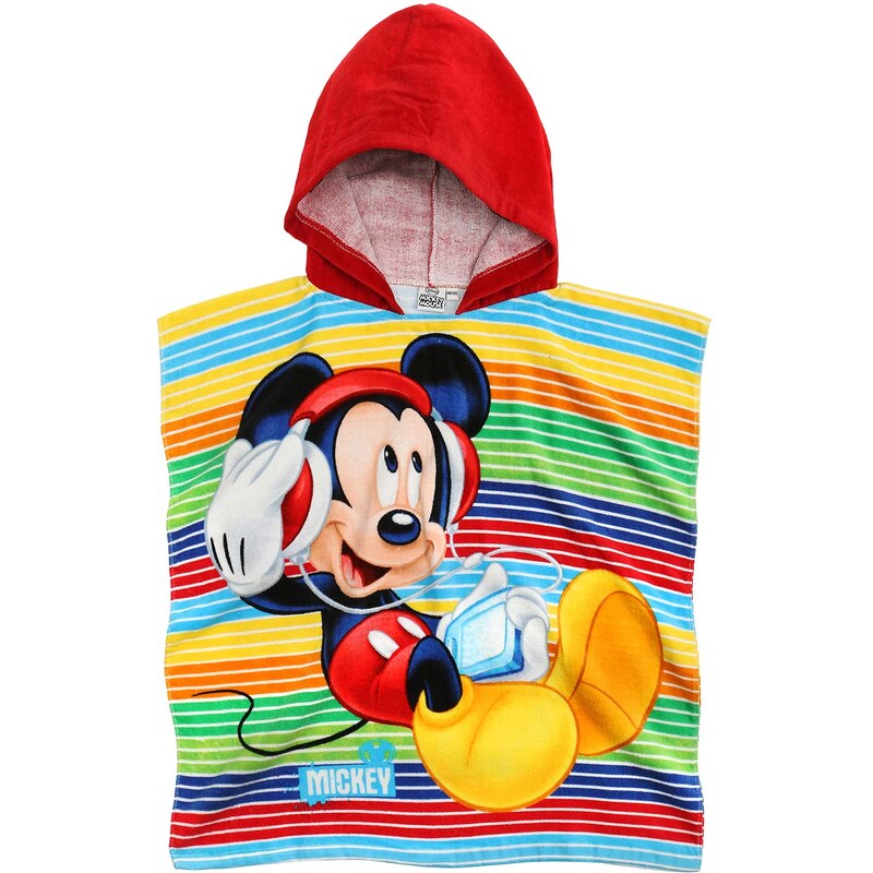 Disney Mickey Kapuzen-Handtuch rot in Größe UNI für Jungen aus 100% Baumwolle