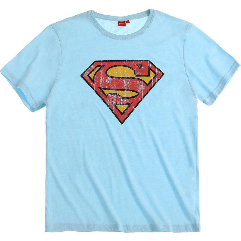 Superman T-Shirt blau in Größe S für Herren aus 60 % Baumwolle 40 % Polyester