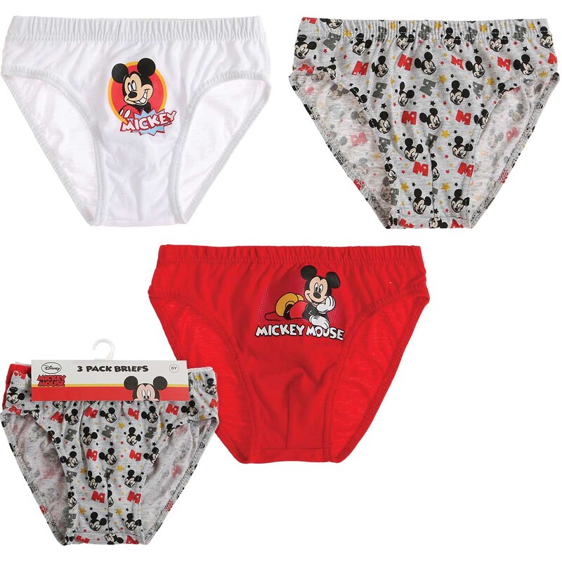 Disney Mickey 3 er Pack Slips rot in Größe 98 für Jungen aus 100% Baumwolle