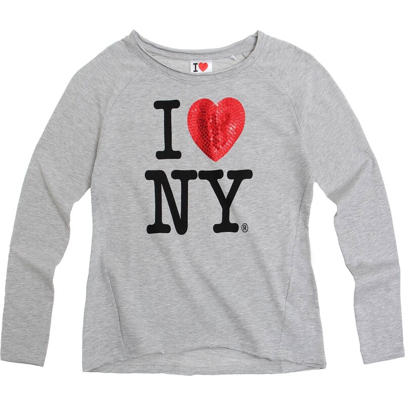 I Love New York Langarmshirt grau in Größe S für Damen aus 95% Baumwolle 5% Viskose