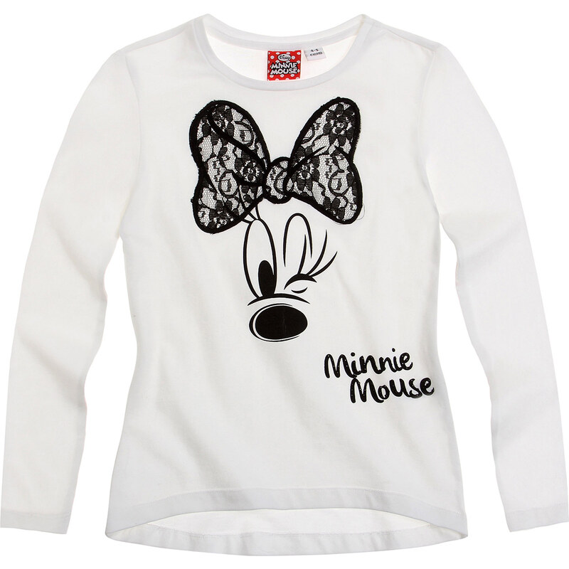 Disney Minnie Langarmshirt weiß in Größe 104 für Mädchen aus 95% Baumwolle 5% Elastan