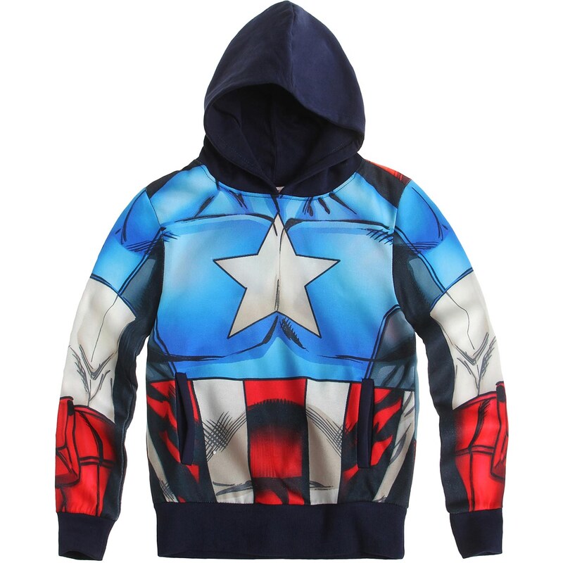 Captain America Sweatshirt mit Kapuze blau in Größe 98 für Jungen aus 100% Baumwolle