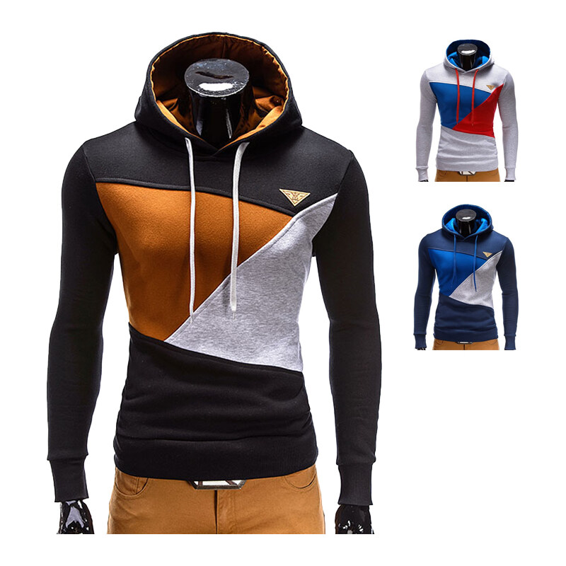 Lesara Dreifarbiges Sweatshirt im Farbblock-Design - Grau - S