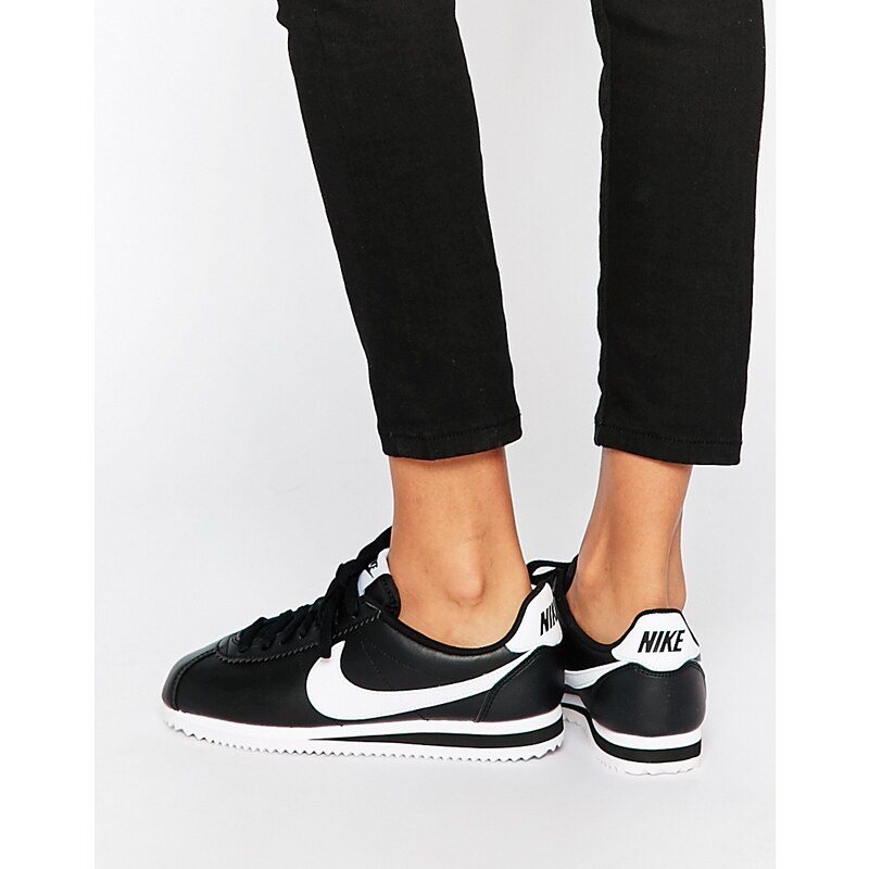 Nike - Cortez - Sneakers aus schwarzem Leder - Schwarz