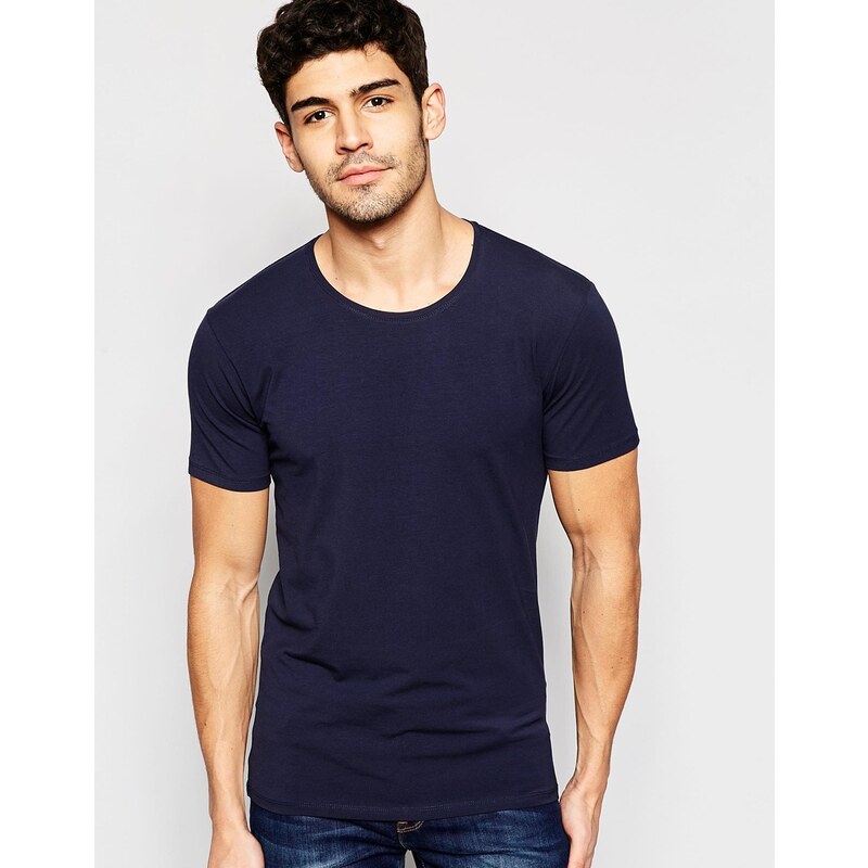 Selected Homme - T-Shirt mit Rundhalsausschnitt aus Pima-Baumwolle - Marineblau