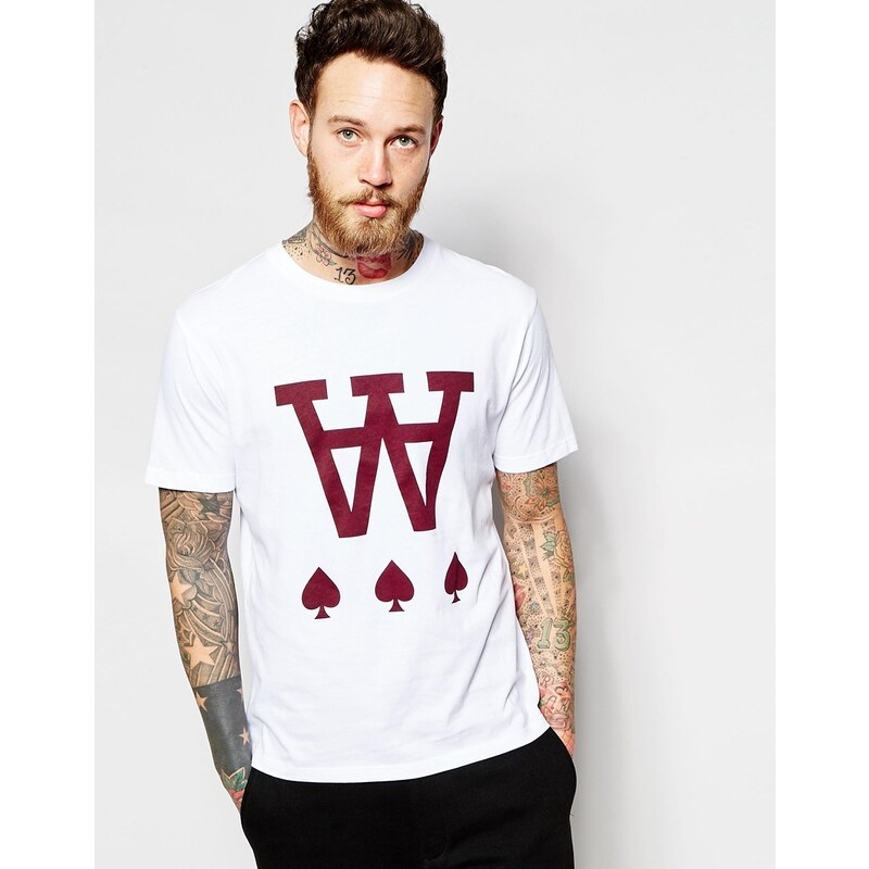 Wood Wood - T-Shirt mit Pik-Muster in Weiß - Weiß