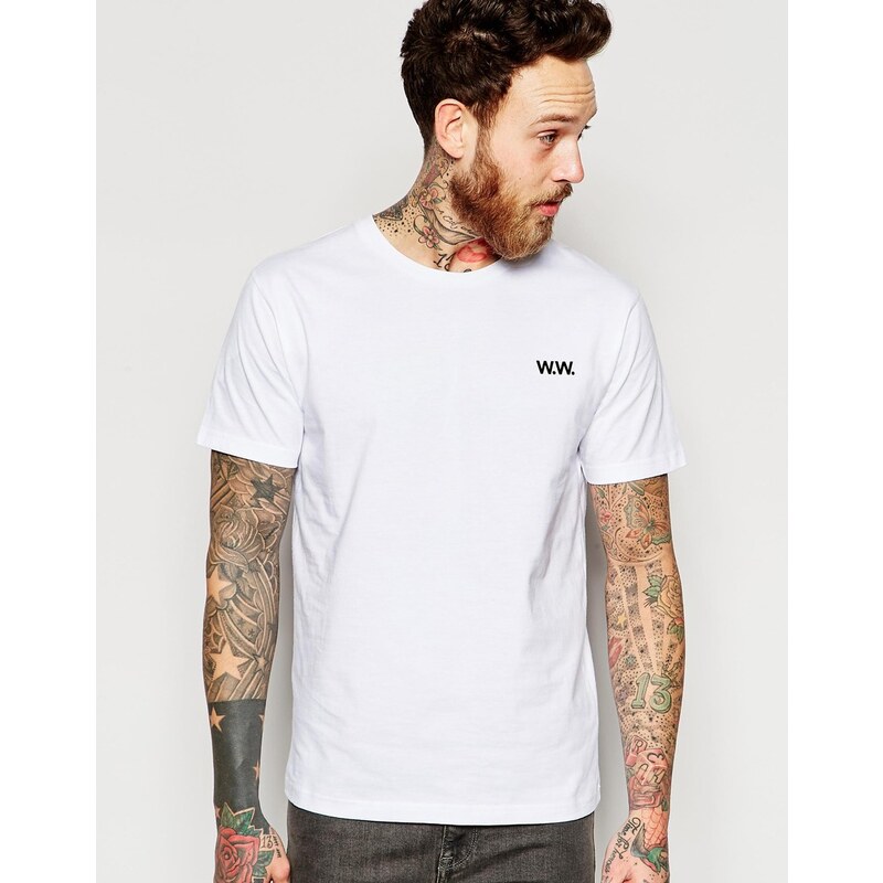 Wood Wood - Weißes T-Shirt mit WW-Logo auf der Brust - Weiß