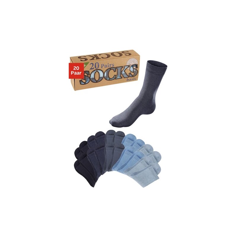 Arizona Basic-Socken (20 Paar) mit flachem Bund in der Box Farb-Set 39-42,43-46,47-48
