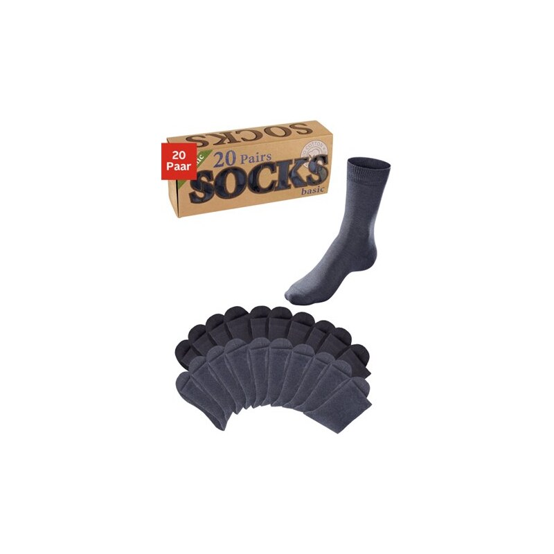 Arizona Basic-Socken (20 Paar) mit flachem Bund in der Box Farb-Set 39-42,43-46,47-48