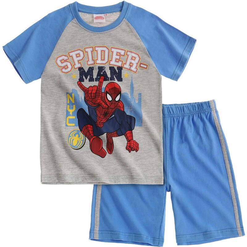 Spiderman T-Shirt und Bermuda blau in Größe 104 für Jungen aus 100% Baumwolle Grau: 60% Baumwolle 40% Polyester