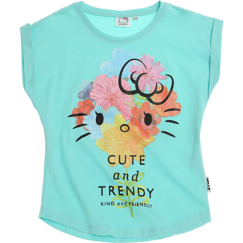 Hello Kitty T-Shirt türkis in Größe 98 für Mädchen aus 100% Baumwolle