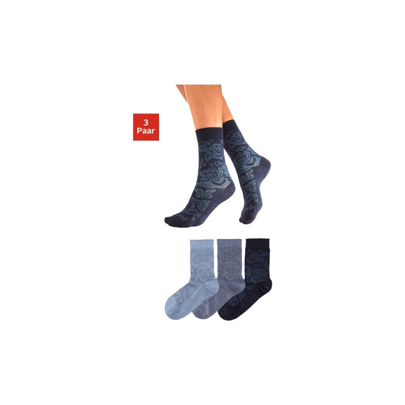 Socken (3 Paar) mit Rosenmuster Tom Tailor Farb-Set 35-38,39-42