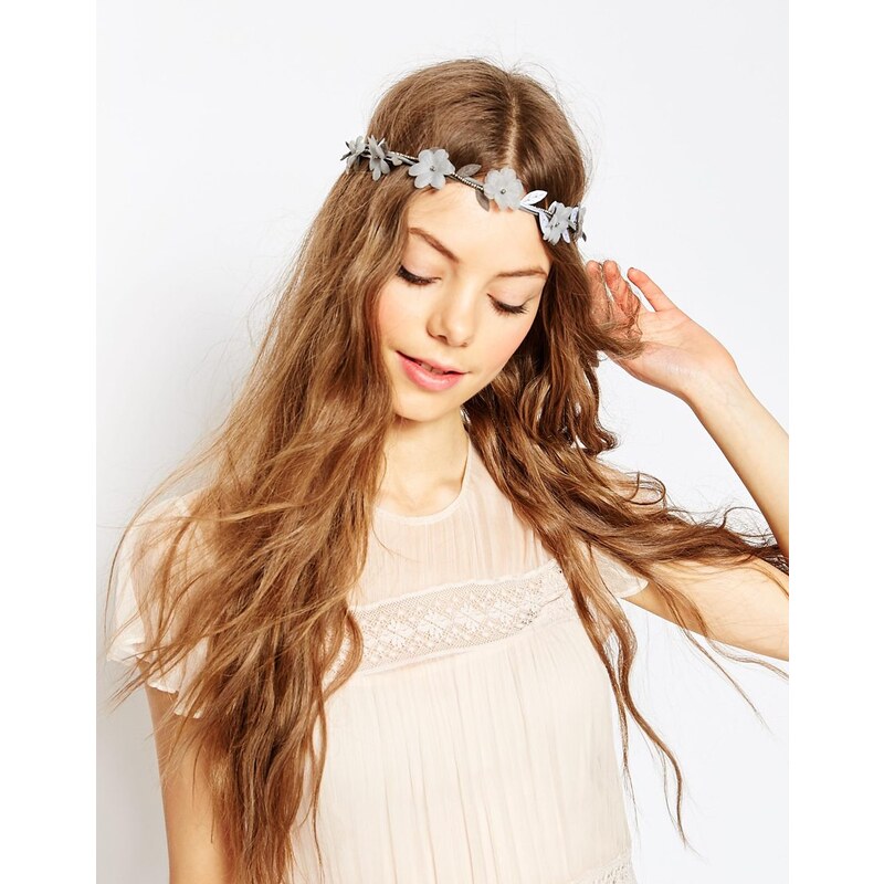 ASOS - Haarband mit Blumenverzierung - Grau