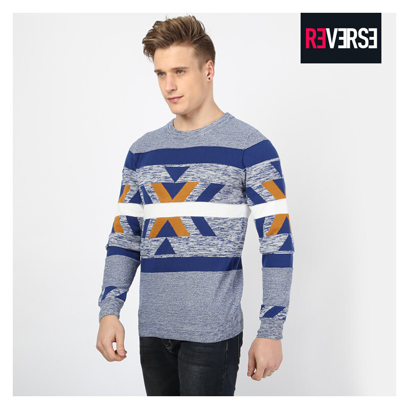 Re-Verse Pullover mit Mustermix - S