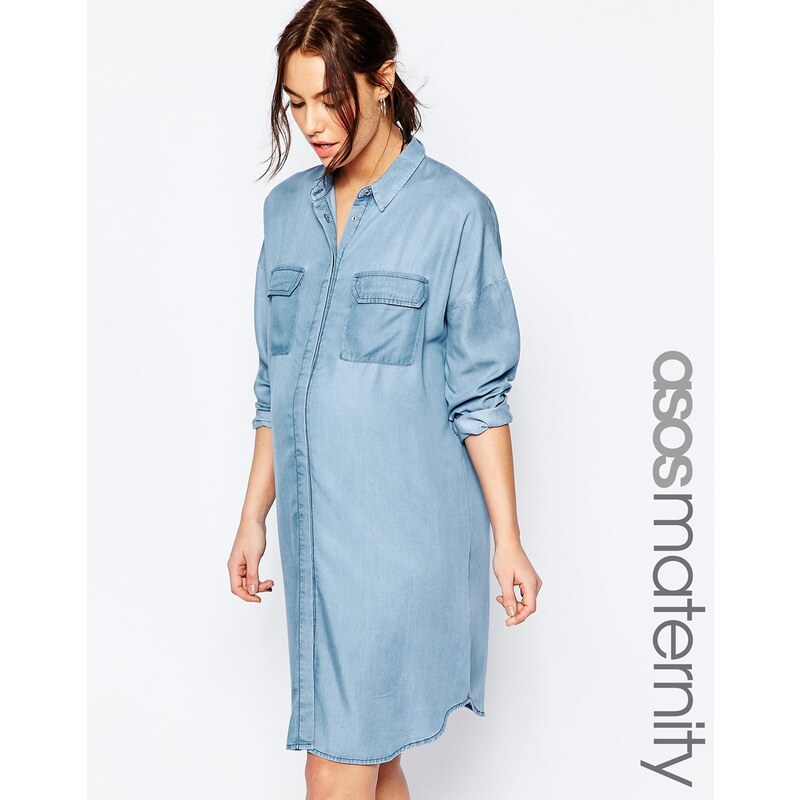 ASOS Maternity - Übergroß geschnittenes Kleid zum schnellen Überziehen - Blau