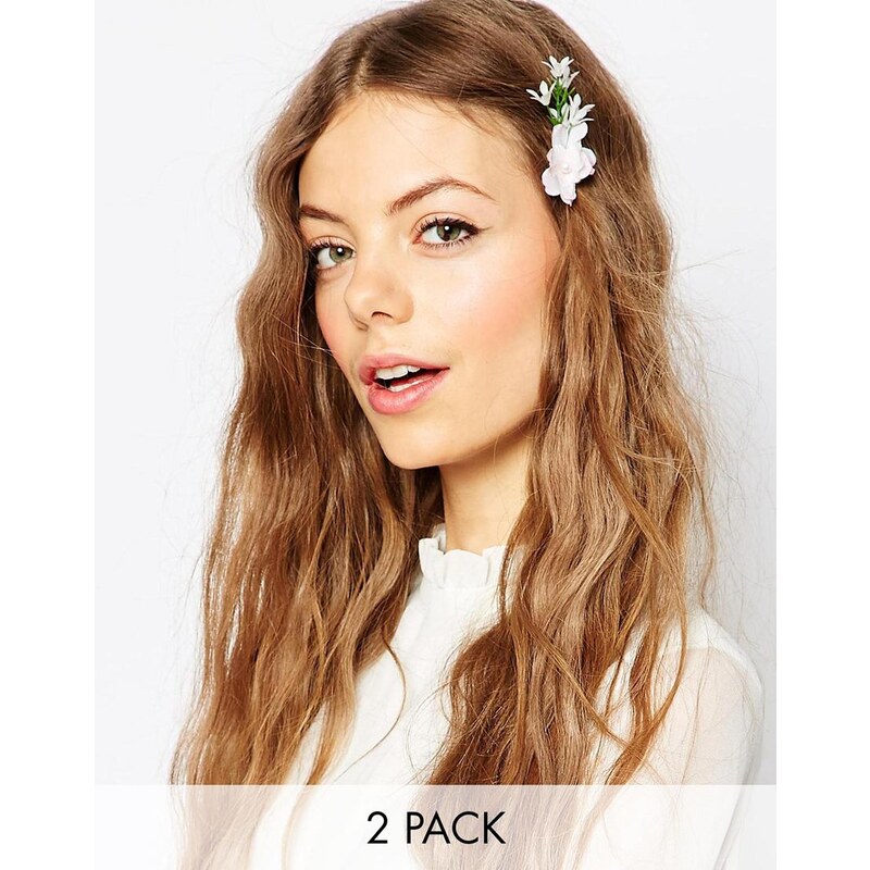 ASOS - 2er-Pack Haarklemmen mit Blumen - Rosa