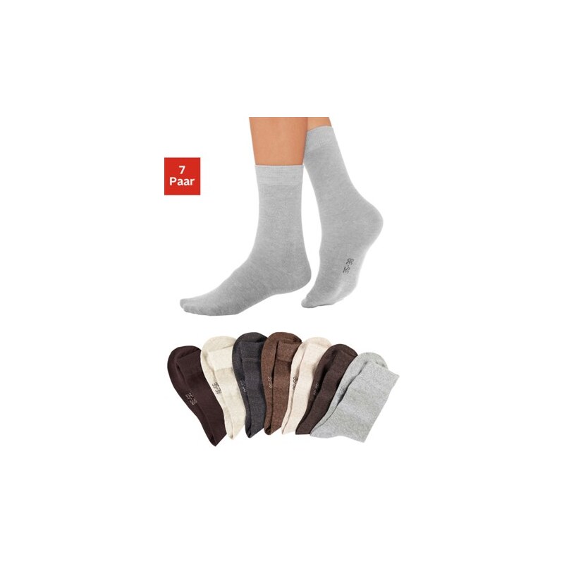 Basic Socken (7 Paar) mit druckfreiem Bündchen LAVANA braun 35-38,39-42