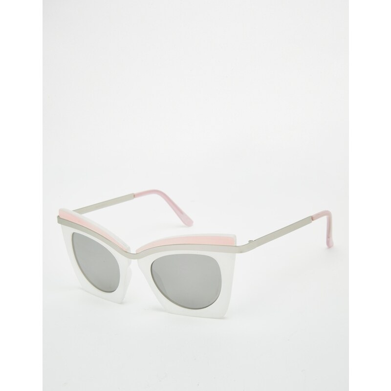 ASOS - Eckige Katzenaugen-Sonnenbrille in Blockfarben mit hohem Brauensteg - Mehrfarbig